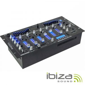 Mesa de Mistura 19" 5U 6 Canais COM USB-BT PRETA IBIZA