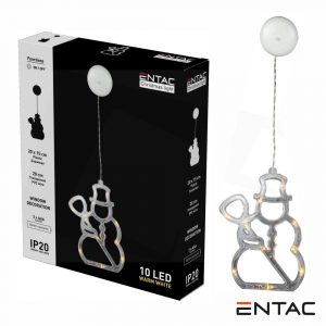 Boneco Neve Decorativo c/ ventosa 10 LED 3000K a pilhas