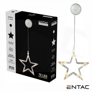Estrela Decorativo c/ ventosa 10 LED 3000K a pilhas ENTAC