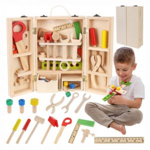 Caixa de Ferramentas de Madeira p/ Crianças