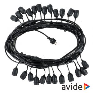 Corrente de Iluminação 15m p/ 24 Lâmpadas E27 IP44 AVIDE