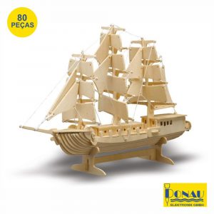 Barco Veleiro Painéis de Contraplacado c/ 80 Peças Donau