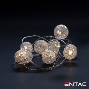 Grinalda 10 LEDs 3000K Esferas Plástico 2xAA 1m ENTAC