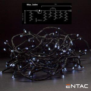 Grinalda 360 LEDs 6400K Cortina 8m s/ Alimentador ENTAC