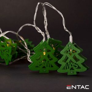 Grinalda 10 LEDs Árvores Madeira Verdes 2xAA 1.65m ENTAC