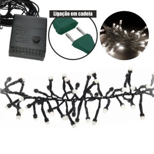 Conjunto de Luzes Natal c/ 100 LEDs Branco