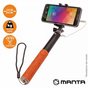 Vara Telescópica Monopod p/ Selfies c/ Ficha Jack 3.5Mm Mant