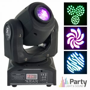 Moving Head Mini 1 LED CREE Branco 10W GOBO DMX MIC PARTY