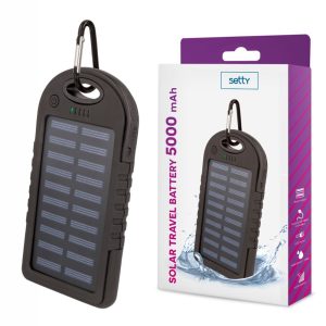 Powerbank 5000Ma c/ Painel Solar e 2 Usb Preto