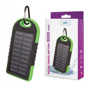 Powerbank 5000Ma c/ Painel Solar e 2 Usb Verde