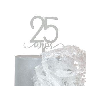 Topper de Bolo Prata 25 Anos