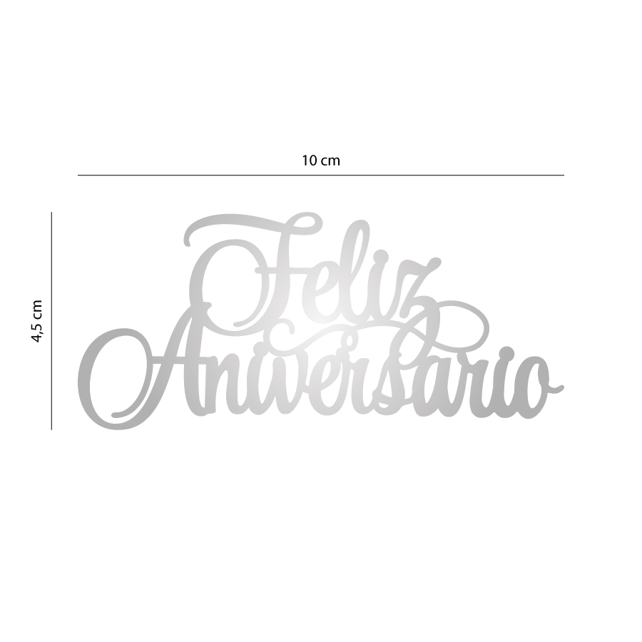 Aplique Prata Feliz Aniversário