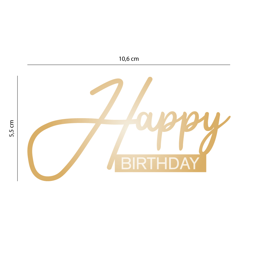 Aplique Ouro Ouro Happy Birthday- Elegant
